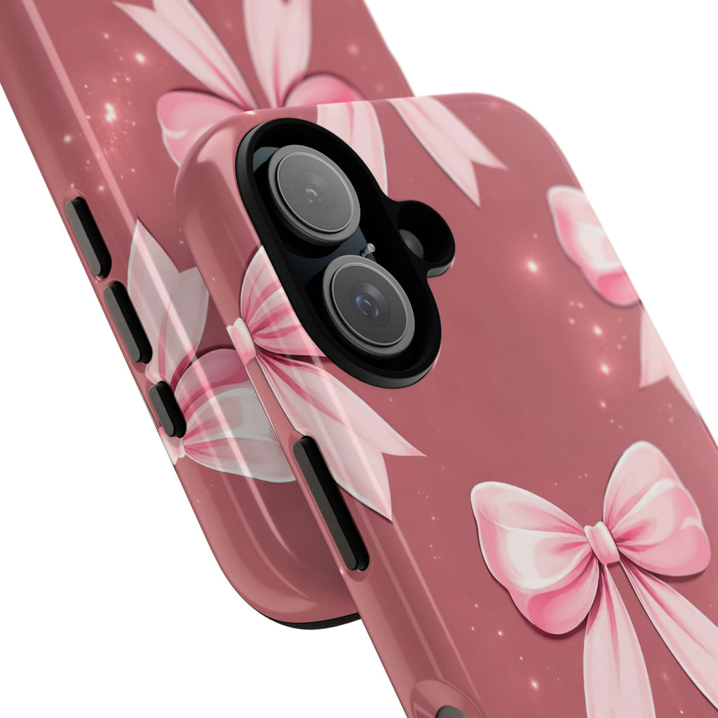 Pink Bow Phone Case, Coquette Aesthetic iPhone & Samsung Case, Cute Girly Pattern Case, Soft Girl Feminine Phone Cover