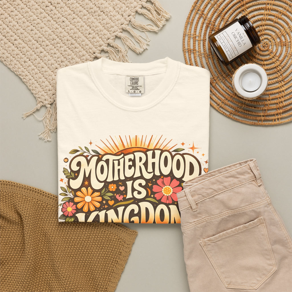 Motherhood Is Kingdom Work T-Shirt — Christian Mom Graphic Tee (Proverbs 31:27)