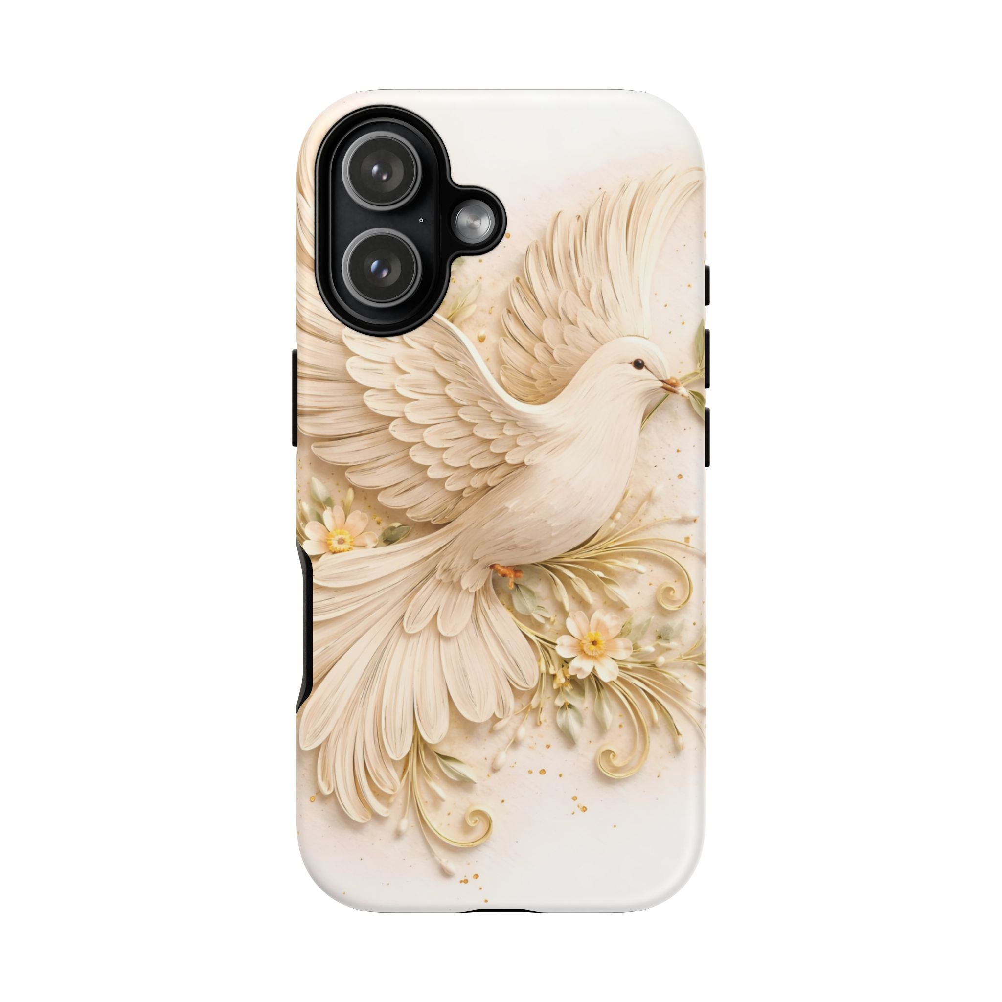 Dove Protection Phone Case — Elegant White Dove Floral iPhone Cover
