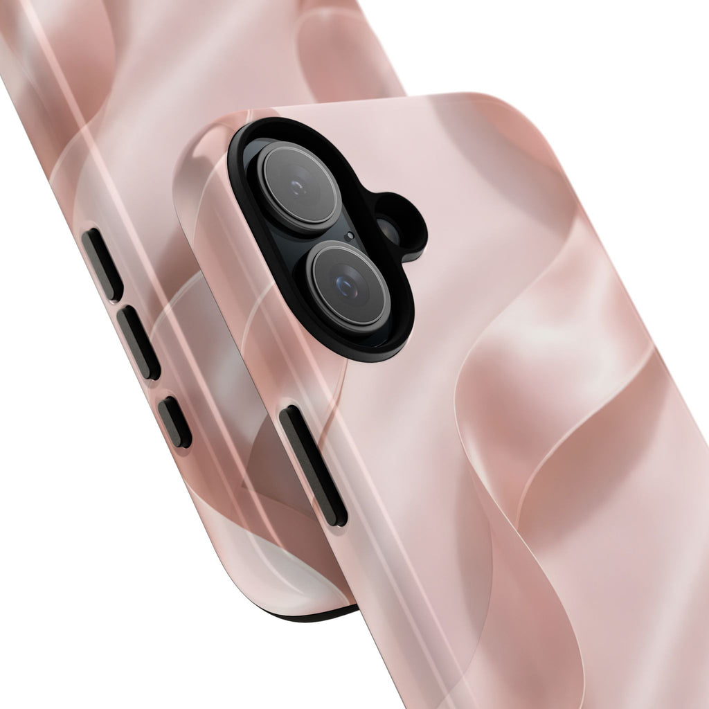 Blush Pink Satin Ribbon Phone Case – Elegant Coquette Aesthetic Luxury iPhone Case, Feminine Designer Bow Phone Cover