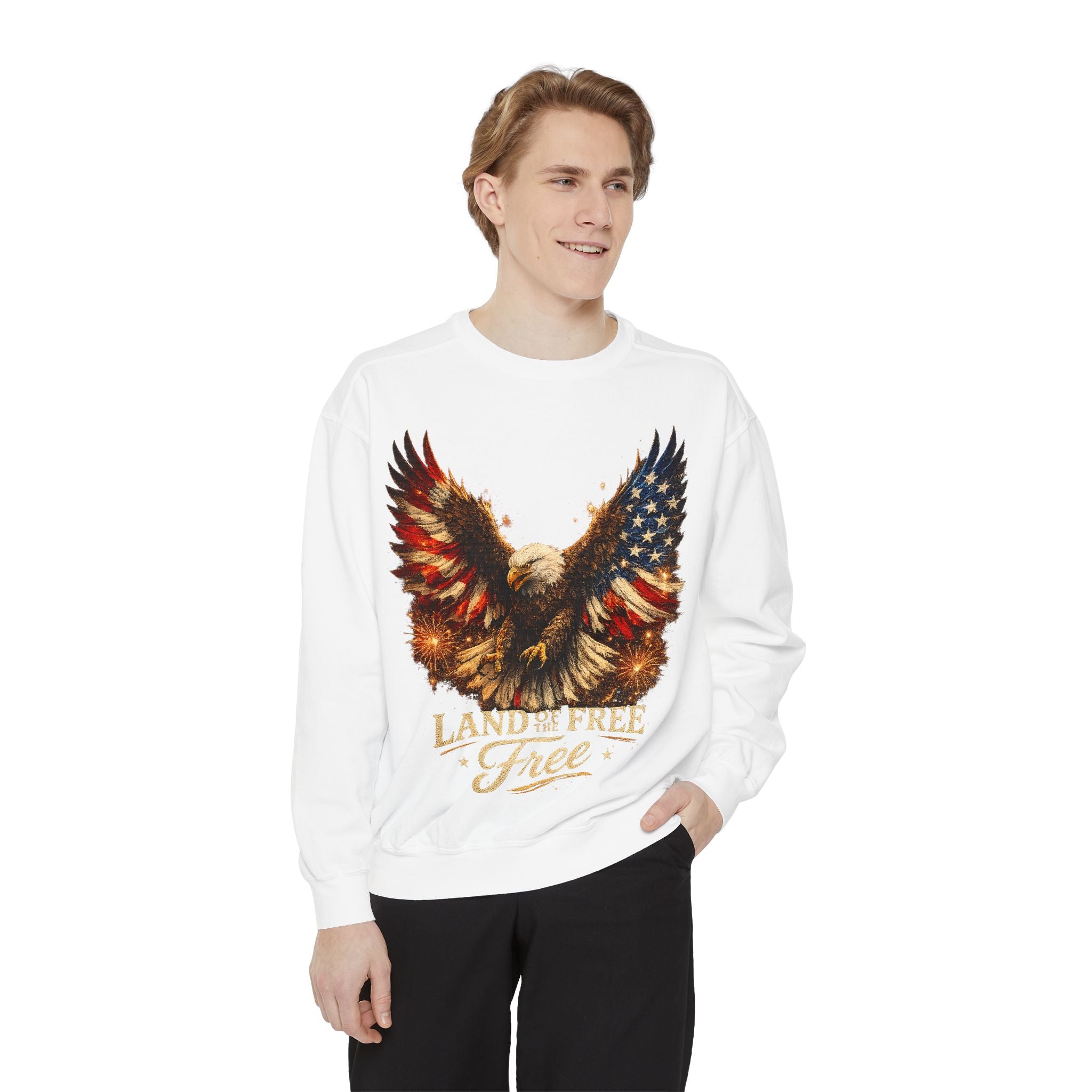 Patriotic Eagle Sweatshirt — Land of the Free Graphic Crewneck