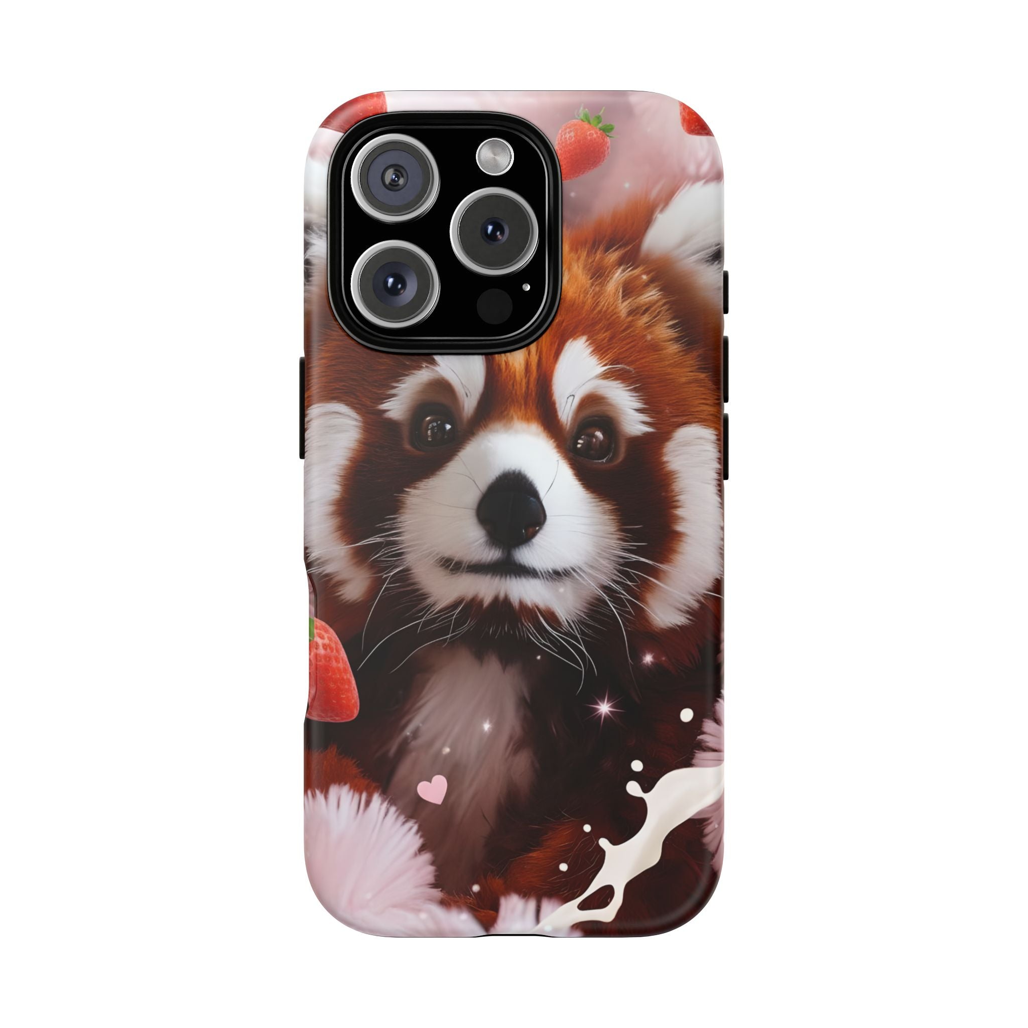 Red Panda with Strawberries Tough Phone Case — Cute Protective Phone Case