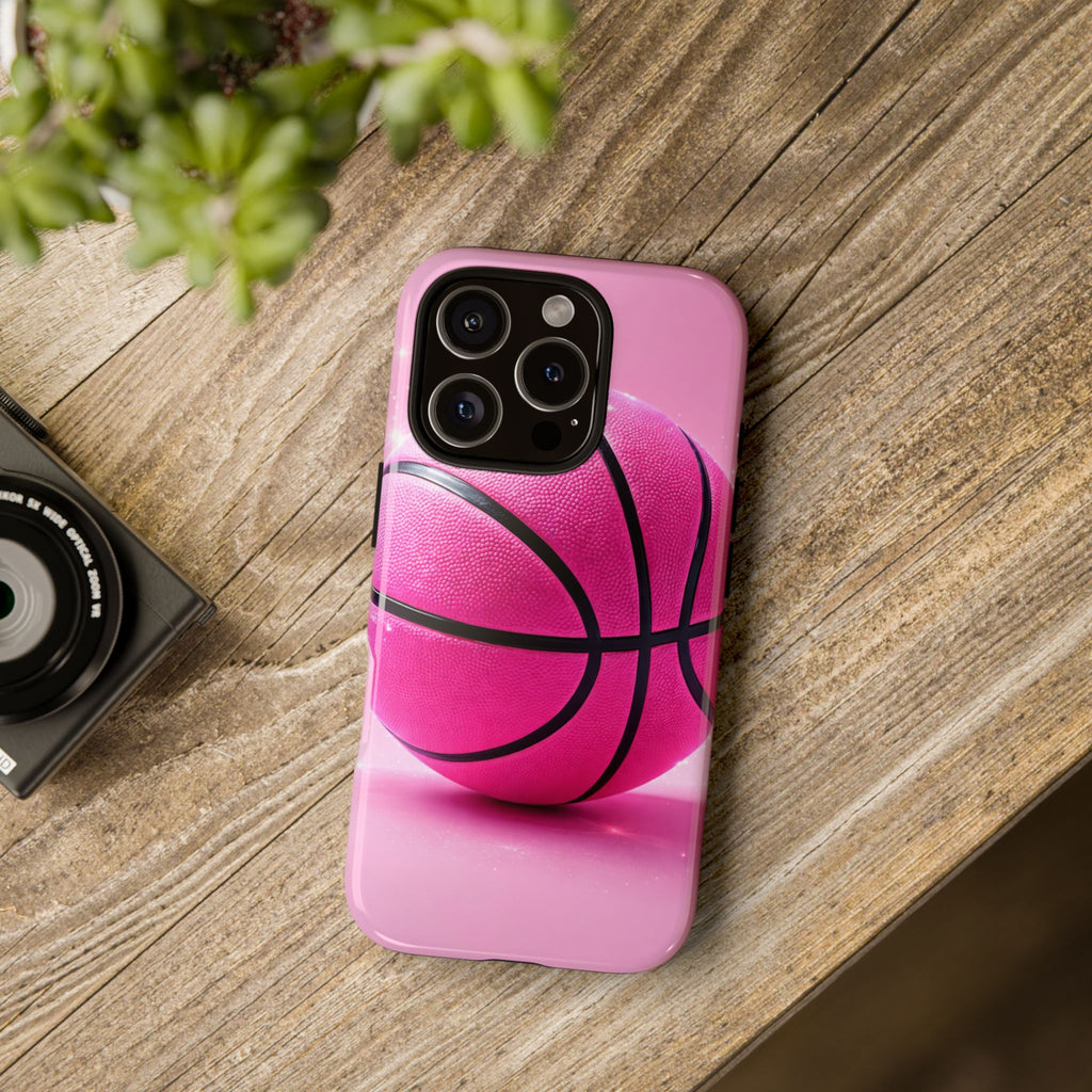 Pink Basketball Phone Case, Aesthetic Sports iPhone & Samsung Case, Cute Girly Athlete Case, Coquette Sport Phone Cover