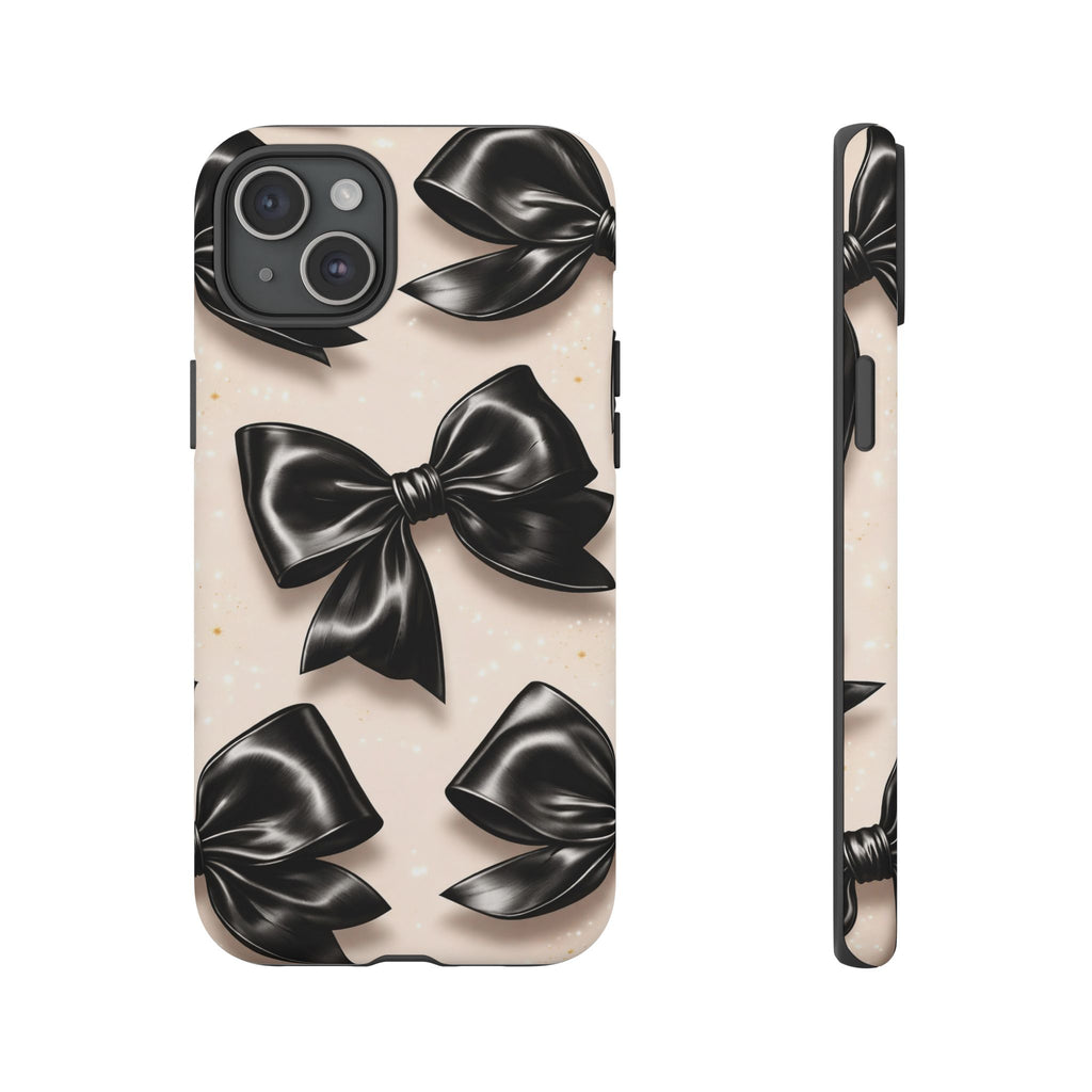 Black Bow Phone Case, Coquette Aesthetic iPhone & Samsung Case, Cute Girly Luxury Bow Cover, Feminine Minimalist Phone Case
