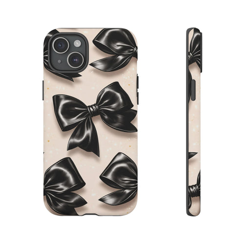 Black Bow Phone Case, Coquette Aesthetic iPhone & Samsung Case, Cute Girly Luxury Bow Cover, Feminine Minimalist Phone Case