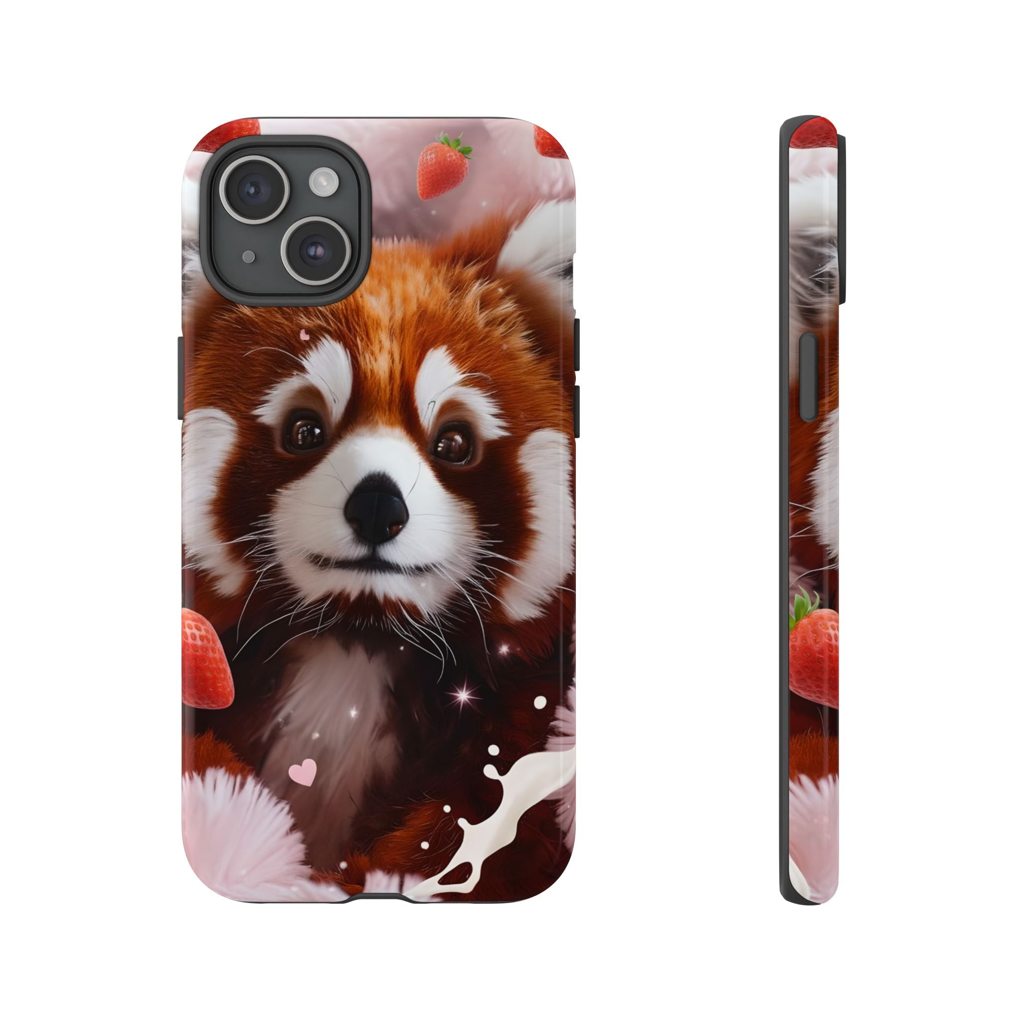 Red Panda with Strawberries Tough Phone Case — Cute Protective Phone Case
