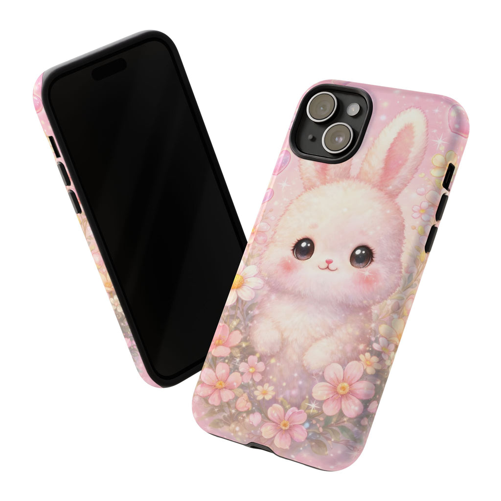 Kawaii Bunny Phone Case – Cute Pastel Bunny Floral Aesthetic iPhone Case, Adorable Kawaii Animal Phone Cover.