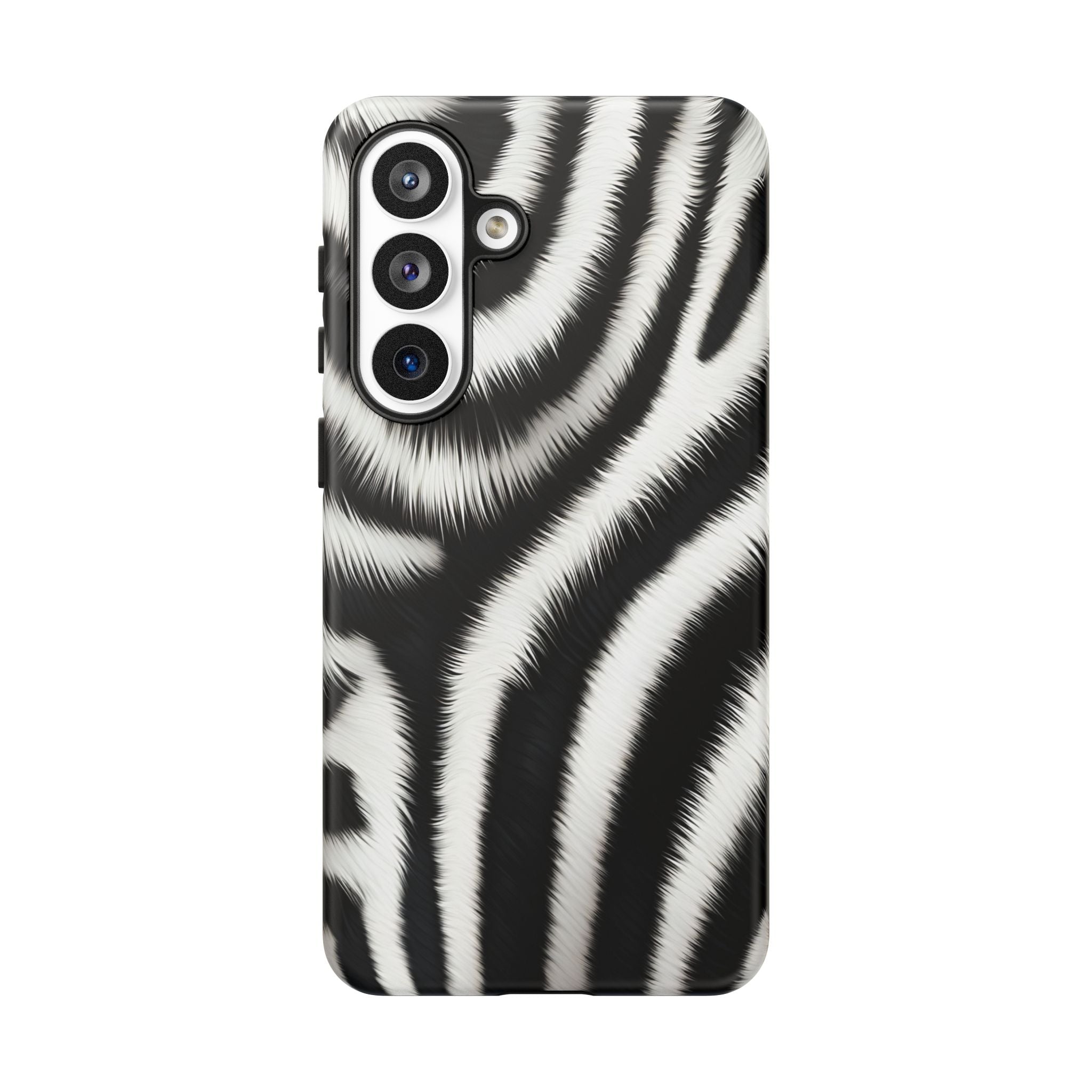 Zebra Print Tough Phone Case — Black & White Animal Pattern Protective Cover
