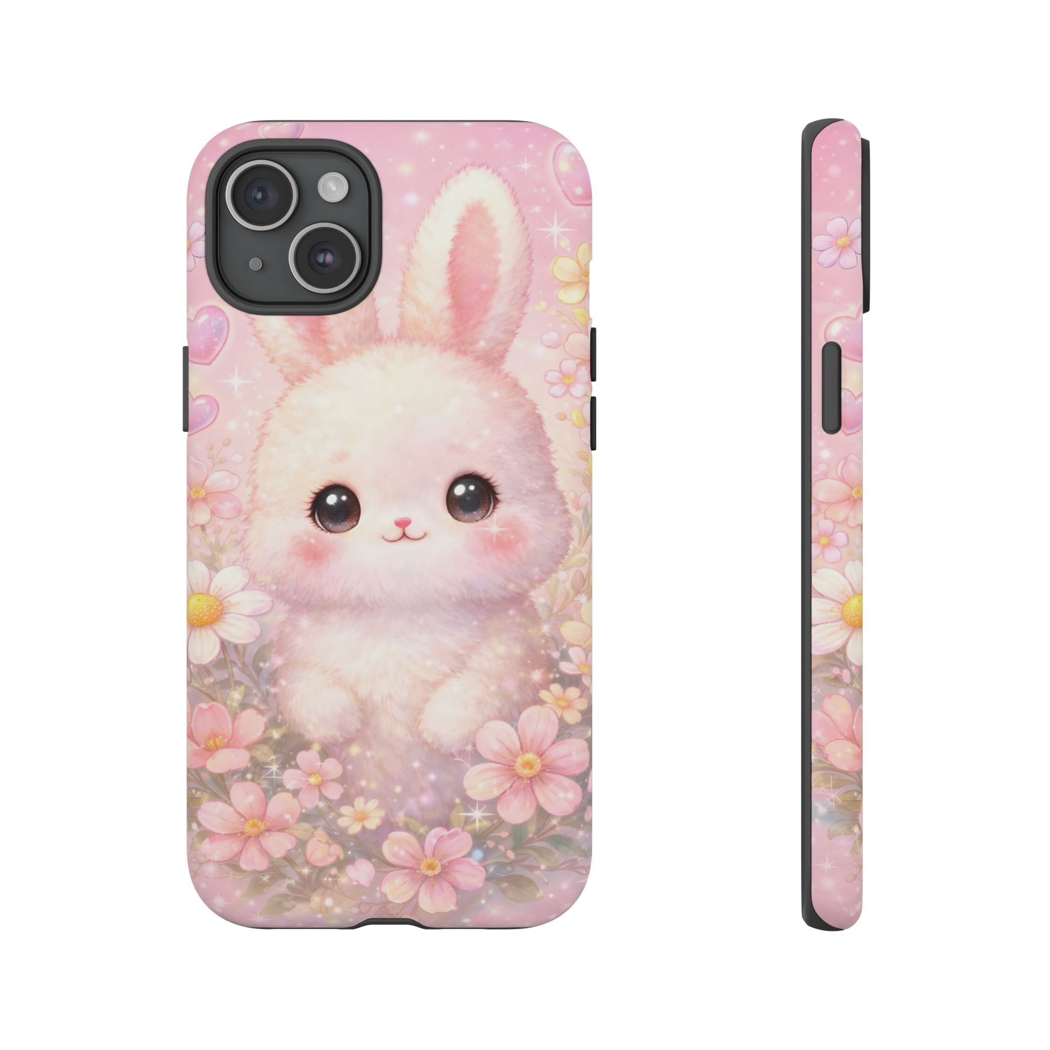 Kawaii Bunny Phone Case – Cute Pastel Bunny Floral Aesthetic iPhone Case, Adorable Kawaii Animal Phone Cover.