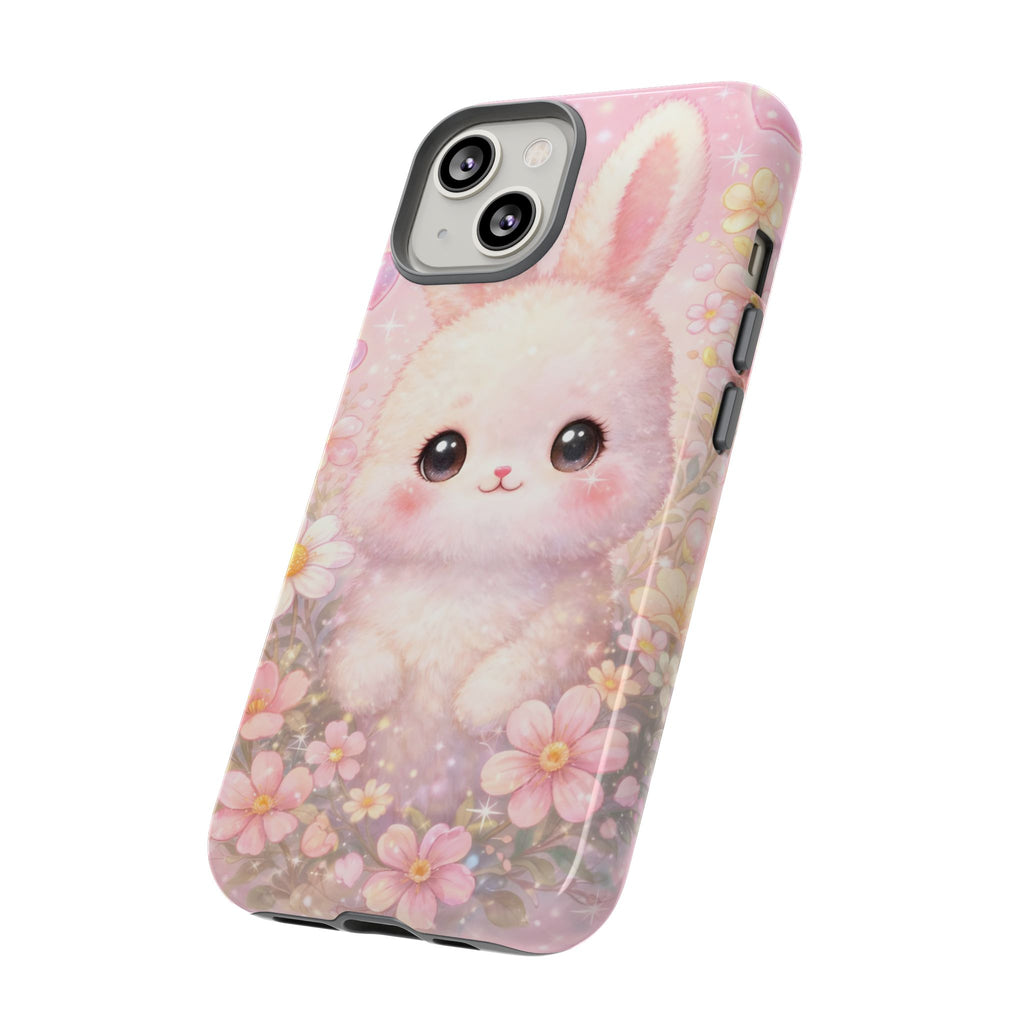 Kawaii Bunny Phone Case – Cute Pastel Bunny Floral Aesthetic iPhone Case, Adorable Kawaii Animal Phone Cover.