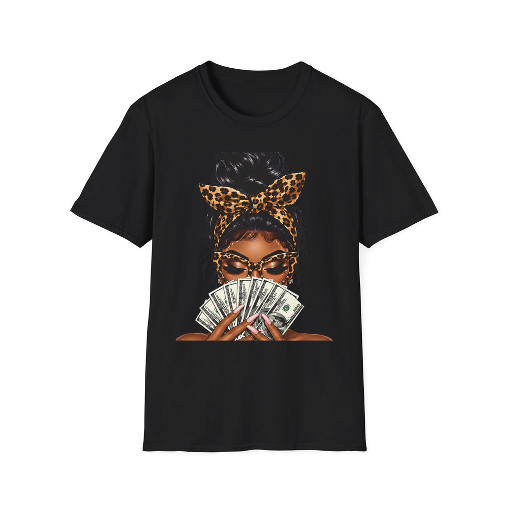Boss Babe Money Shirt, Leopard Print Glam Girl T-Shirt, Black Woman Money Graphic Tee, Bougie Rich Auntie Shirt