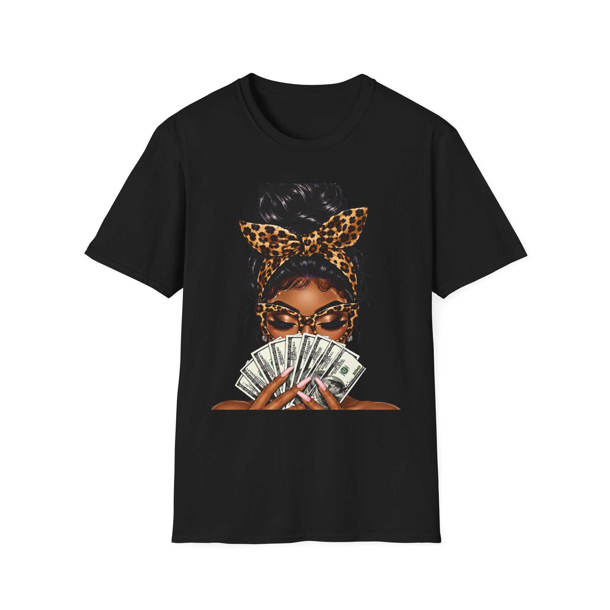 Boss Babe Money Shirt, Leopard Print Glam Girl T-Shirt, Black Woman Money Graphic Tee, Bougie Rich Auntie Shirt