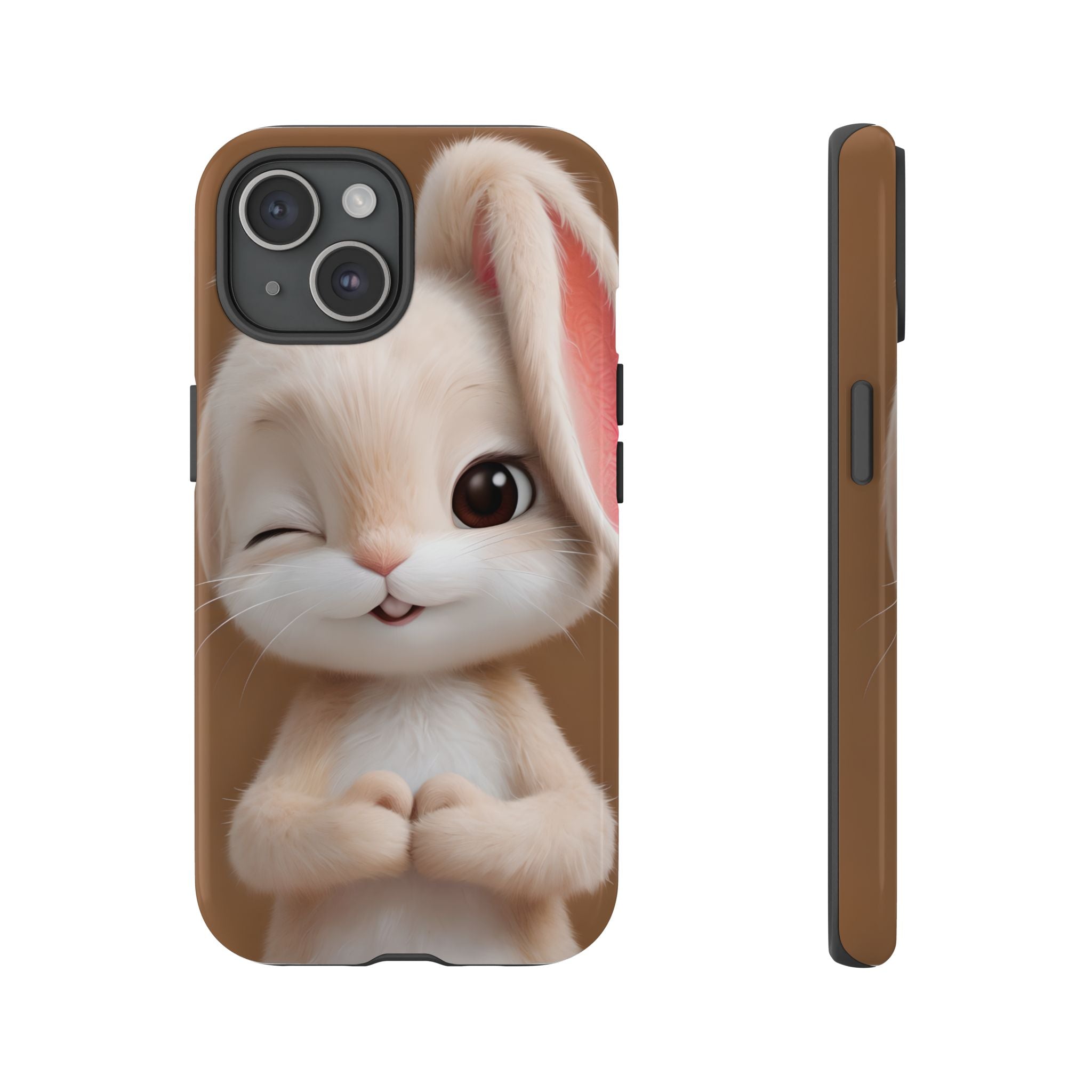 Adorable Kawaii Bunny Phone Case – Cute Winking Rabbit Aesthetic Case – Soft Pastel Bunny Cover – Gift for Bunny Lovers.