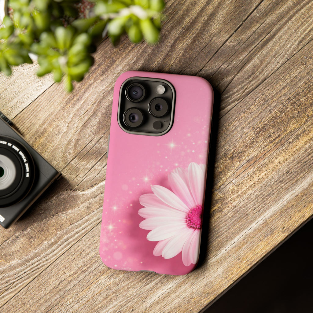 Pink Daisy Phone Case, Aesthetic Floral iPhone & Samsung Case, Cute Flower Phone Cover, Soft Girl Coquette Case, Feminine Pink Case