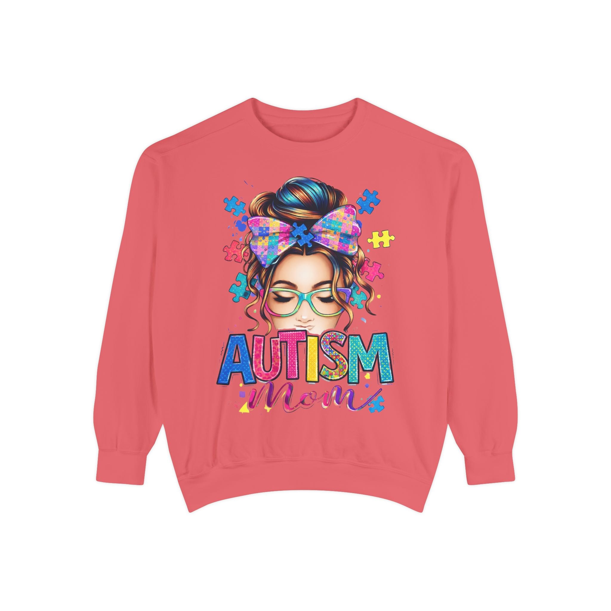 Autism Mom Sweatshirt — Colorful Puzzle Piece Mom Crewneck