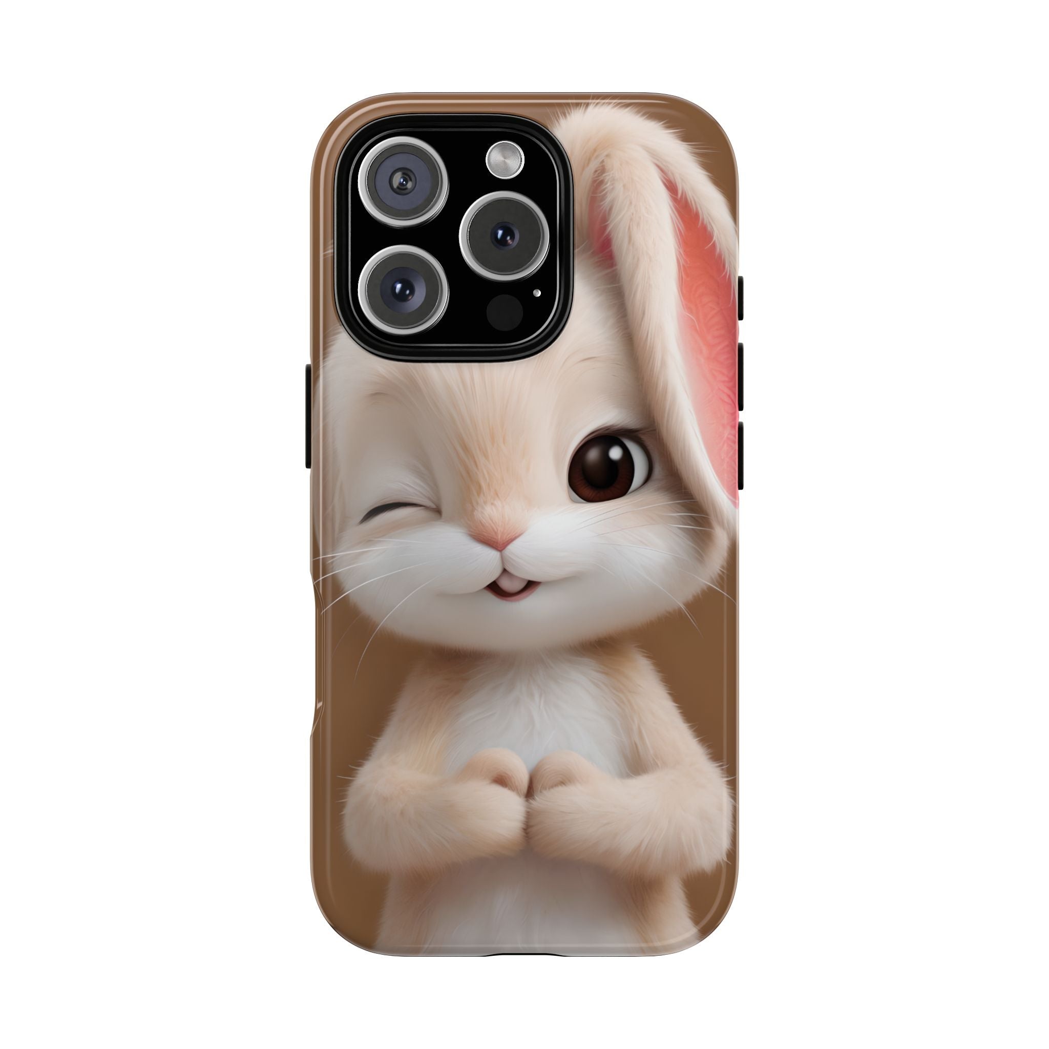 Adorable Kawaii Bunny Phone Case – Cute Winking Rabbit Aesthetic Case – Soft Pastel Bunny Cover – Gift for Bunny Lovers.