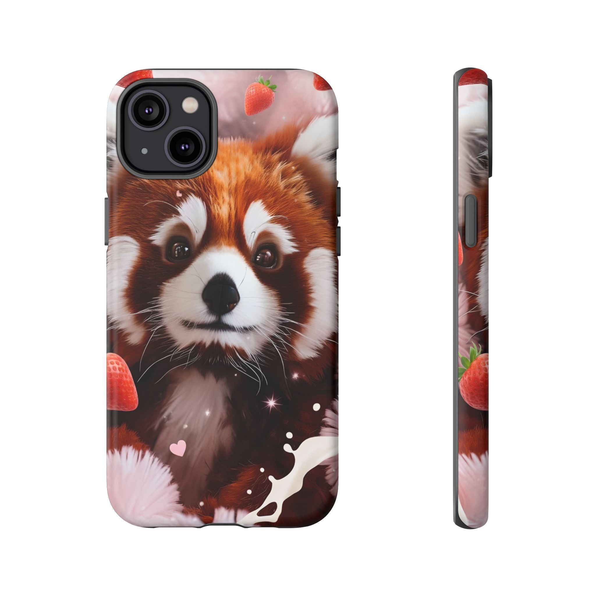 Red Panda with Strawberries Tough Phone Case — Cute Protective Phone Case