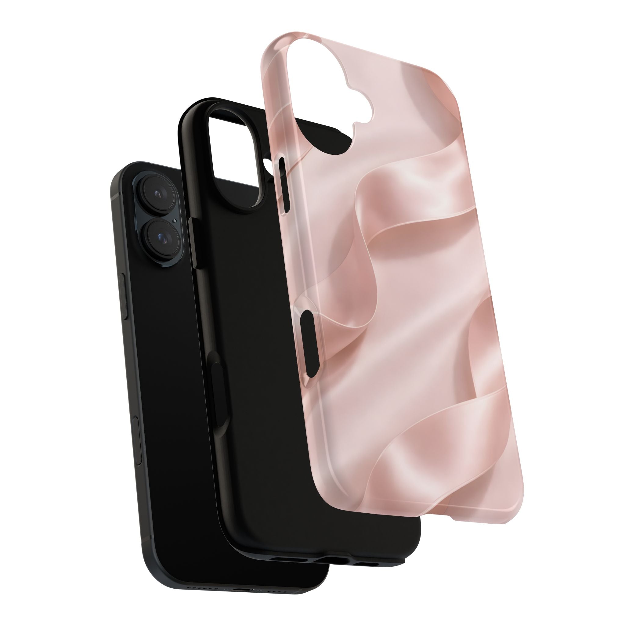 Blush Pink Satin Ribbon Phone Case – Elegant Coquette Aesthetic Luxury iPhone Case, Feminine Designer Bow Phone Cover