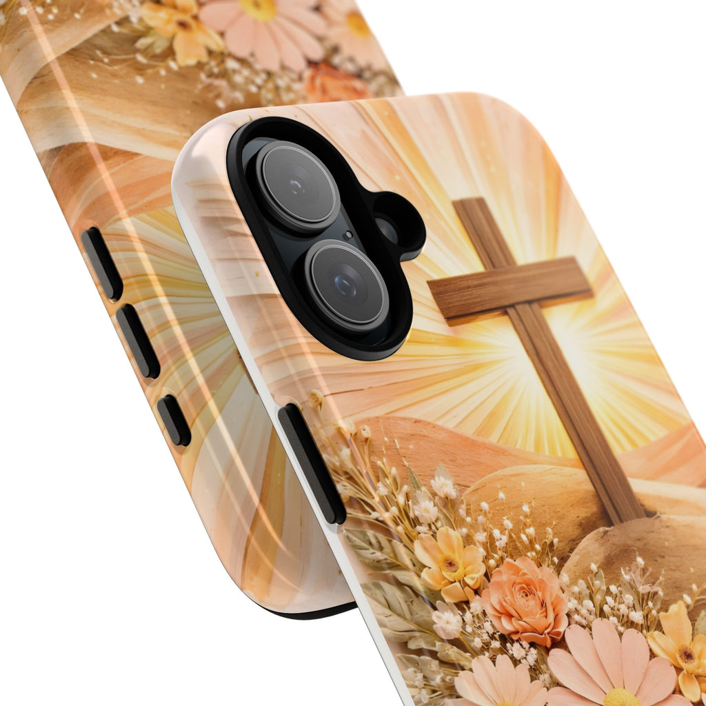 Religious Phone Case — Cross & Sunrise Floral iPhone Cover