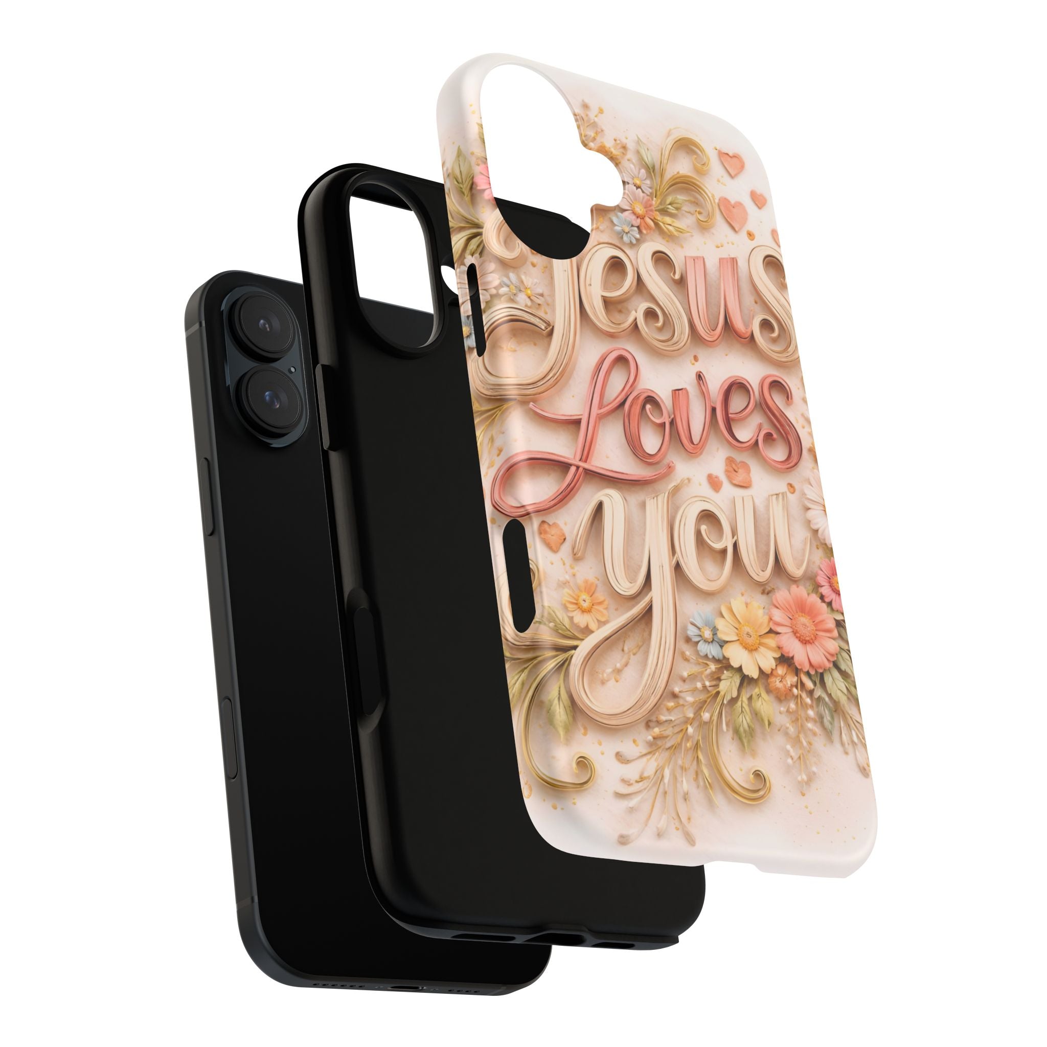 Phone Case — "Jesus Loves You" Floral Pastel Protective Cover