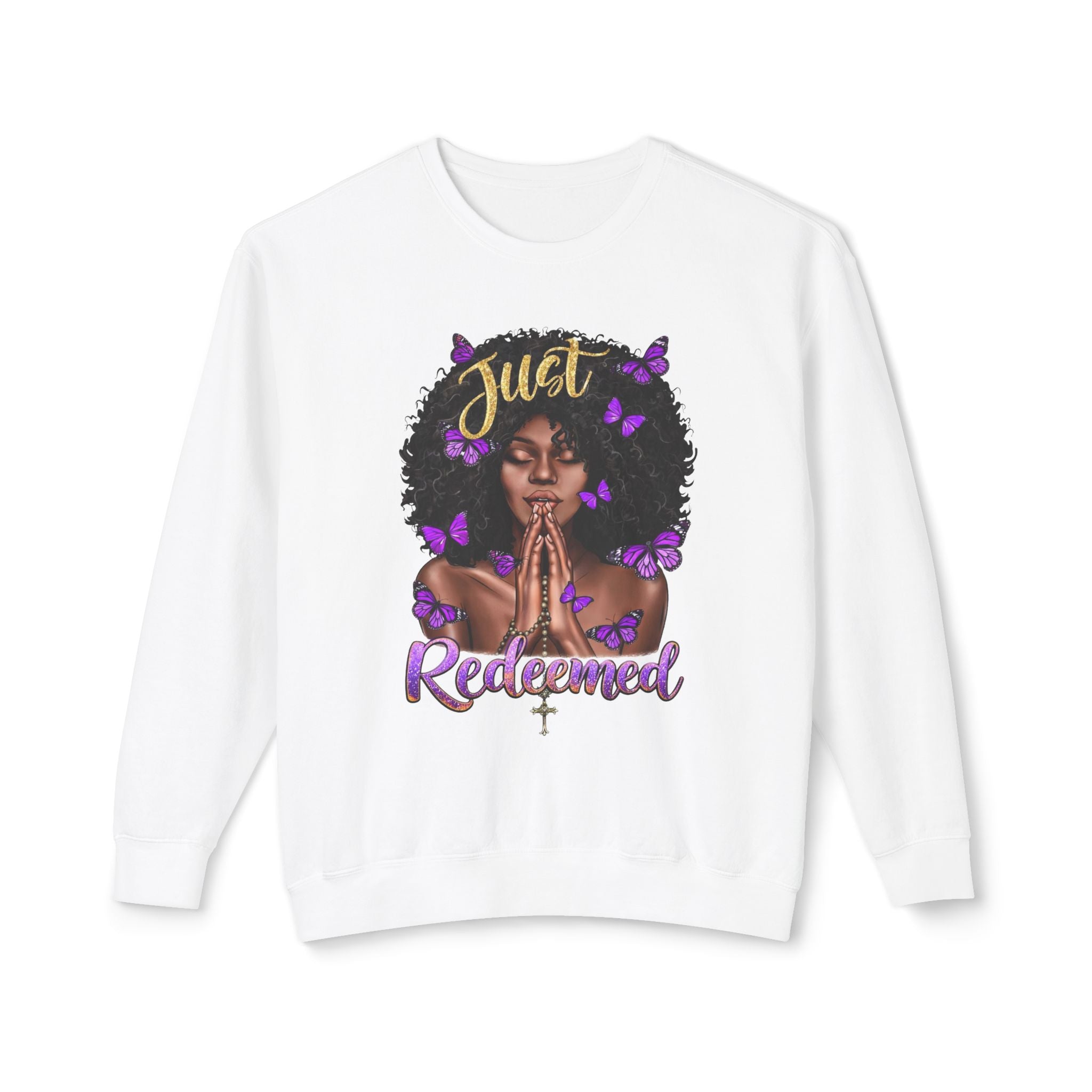 Redeemed Christian Afro Woman T-Shirt – Faith-Based Butterfly Design, Inspirational Black Woman Graphic Tee, Spiritual Gift for Women