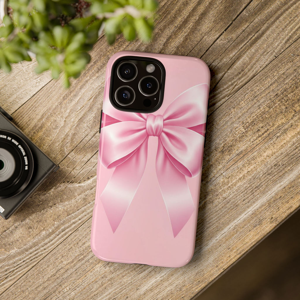 Coquette Pink Bow Phone Case, Cute Aesthetic iPhone Case, Soft Girl Bow Cover, Feminine Girly Phone Case