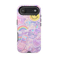 Pastel Y2K Tough Case — Cute Smiley, Rainbow & Butterfly Phone Case