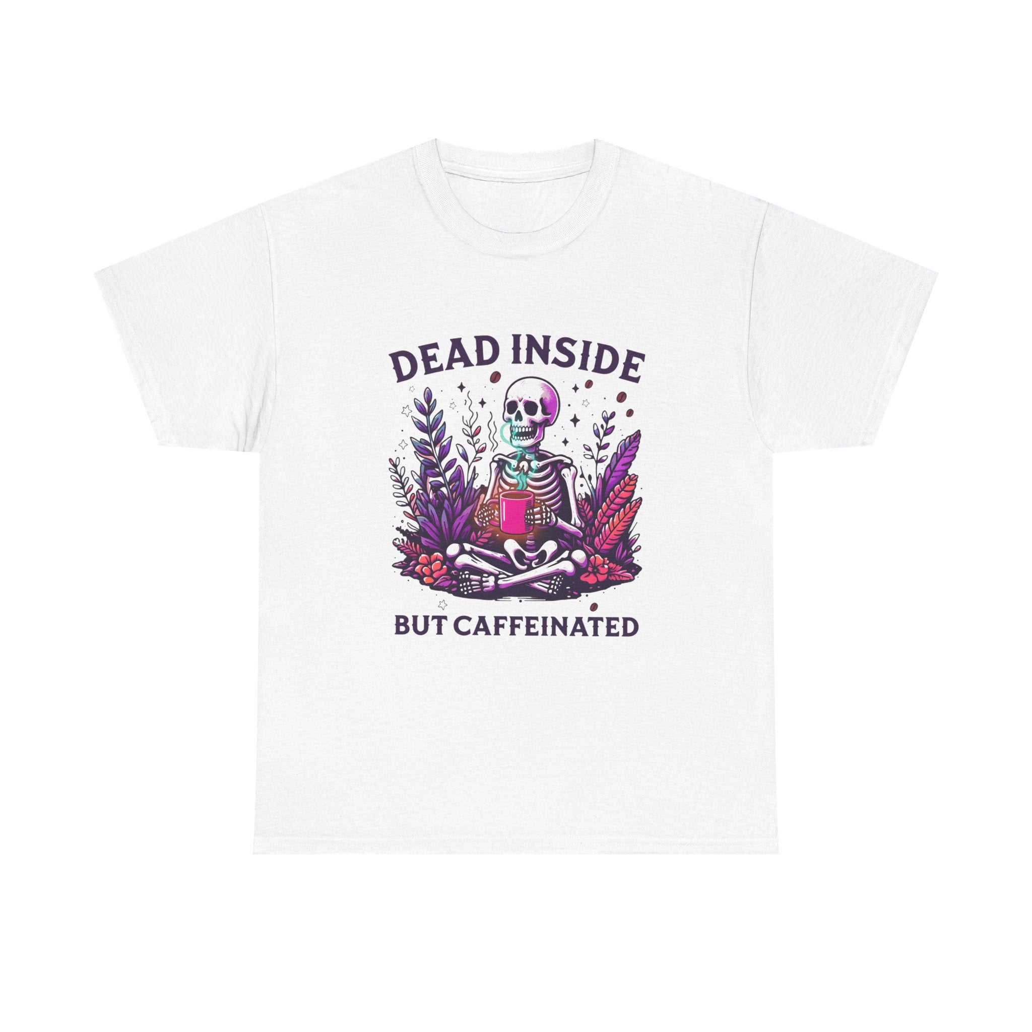 Dead Inside But Caffeinated T-Shirt – Funny Skeleton Coffee Tee