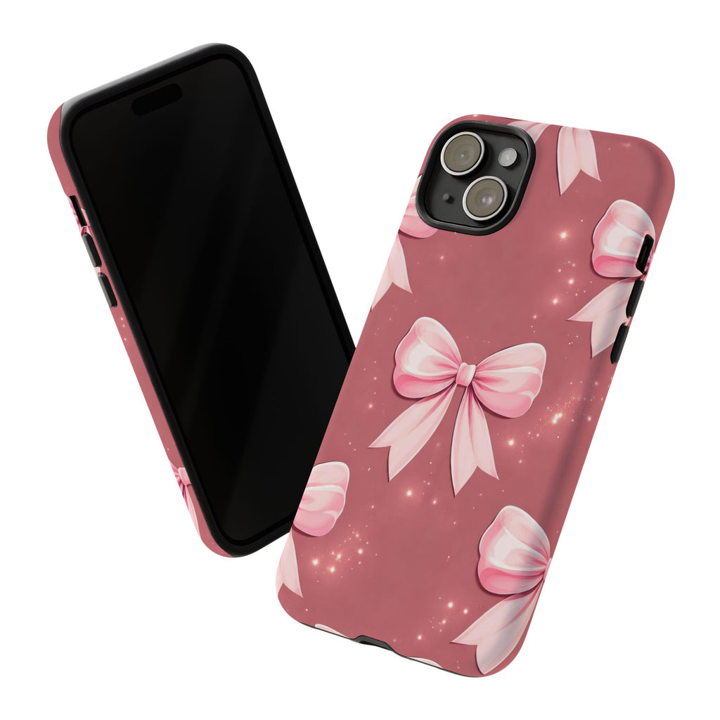Pink Bow Phone Case, Coquette Aesthetic iPhone & Samsung Case, Cute Girly Pattern Case, Soft Girl Feminine Phone Cover