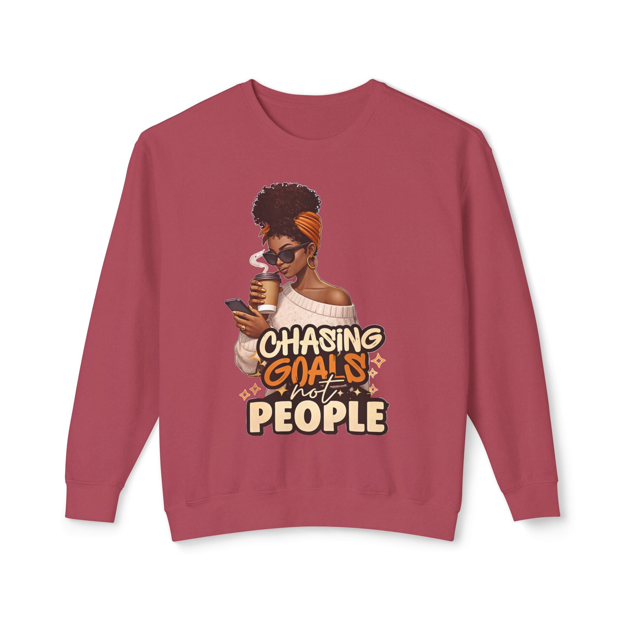 Chasing Goals Not People Hoodie – Motivational Aesthetic Black Woman Graphic Hoodie, Cozy Neutral Streetwear, Empowered Women Sweatshirt