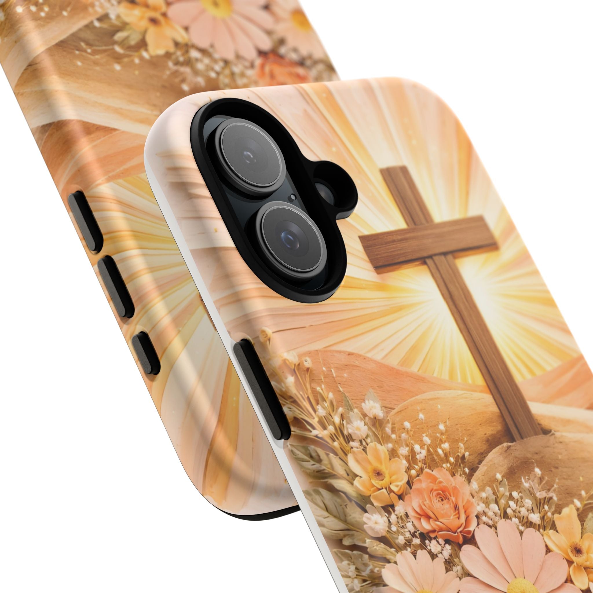 Religious Phone Case — Cross & Sunrise Floral iPhone Cover