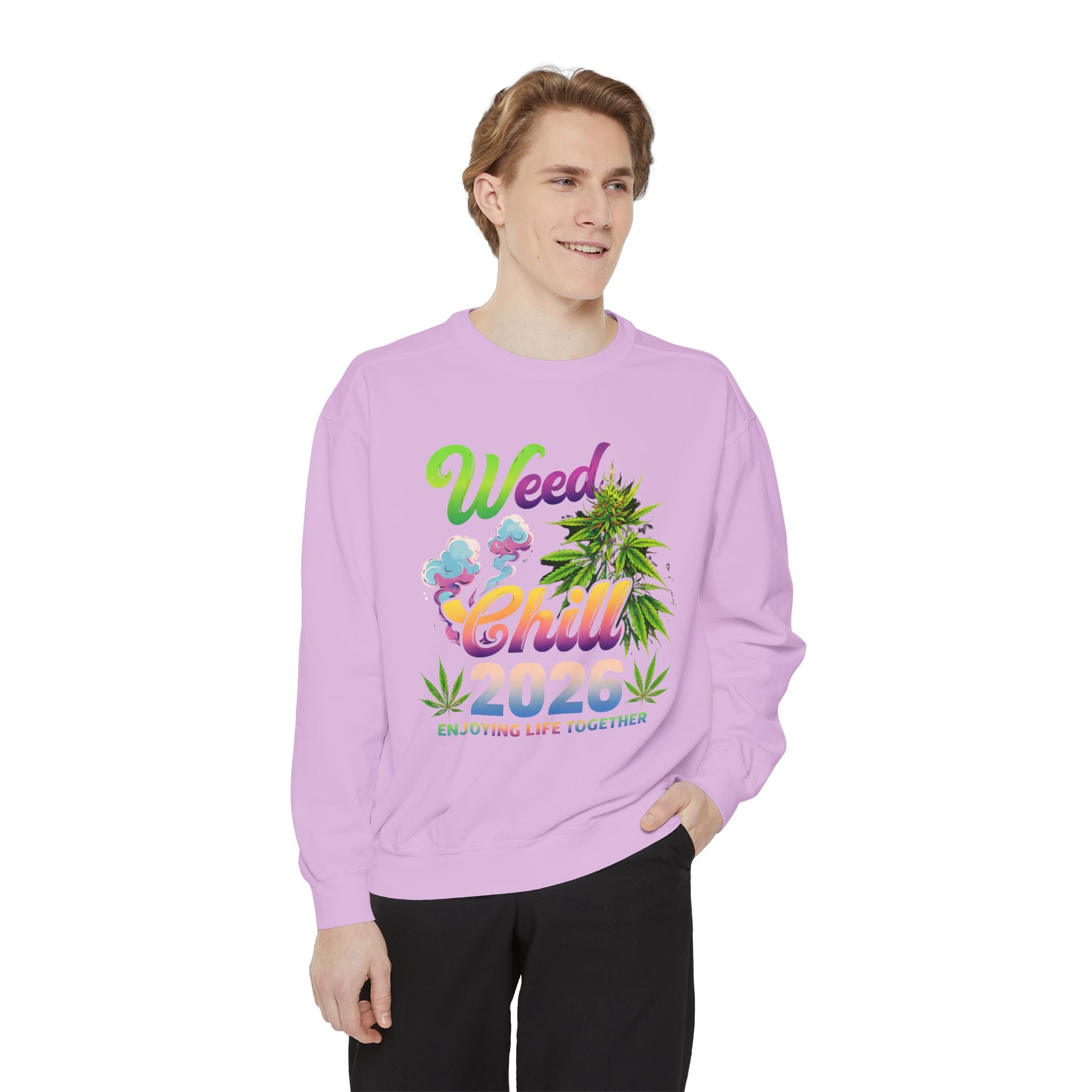 Weed Chill 2026 Sweatshirt – Funny Stoner Crewneck, Cannabis Lifestyle Sweatshirt, 420 Graphic Pullover, Chill Vibes Streetwear, Unisex
