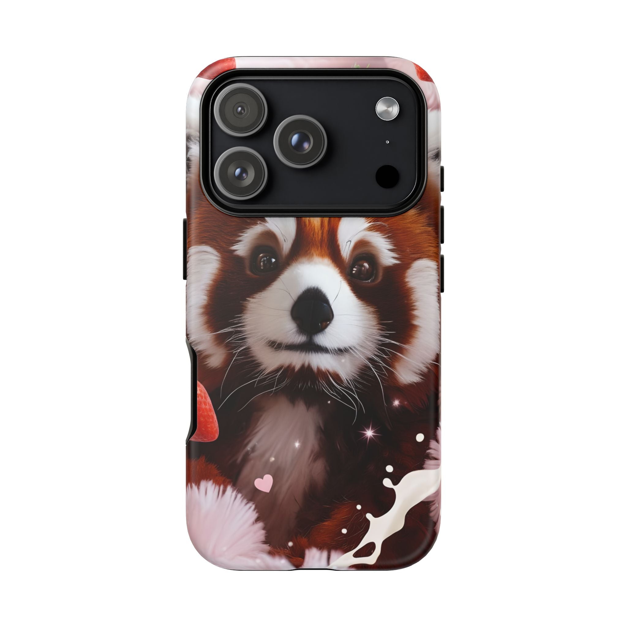 Red Panda with Strawberries Tough Phone Case — Cute Protective Phone Case