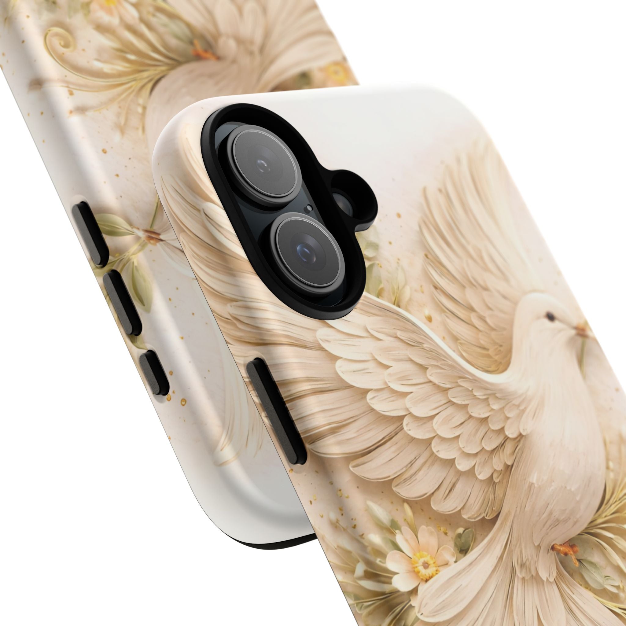 Dove Protection Phone Case — Elegant White Dove Floral iPhone Cover