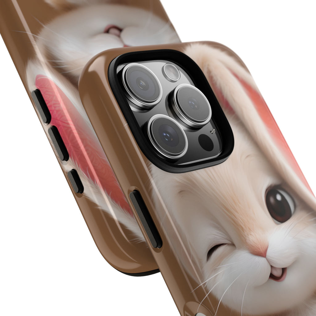 Adorable Kawaii Bunny Phone Case – Cute Winking Rabbit Aesthetic Case – Soft Pastel Bunny Cover – Gift for Bunny Lovers.
