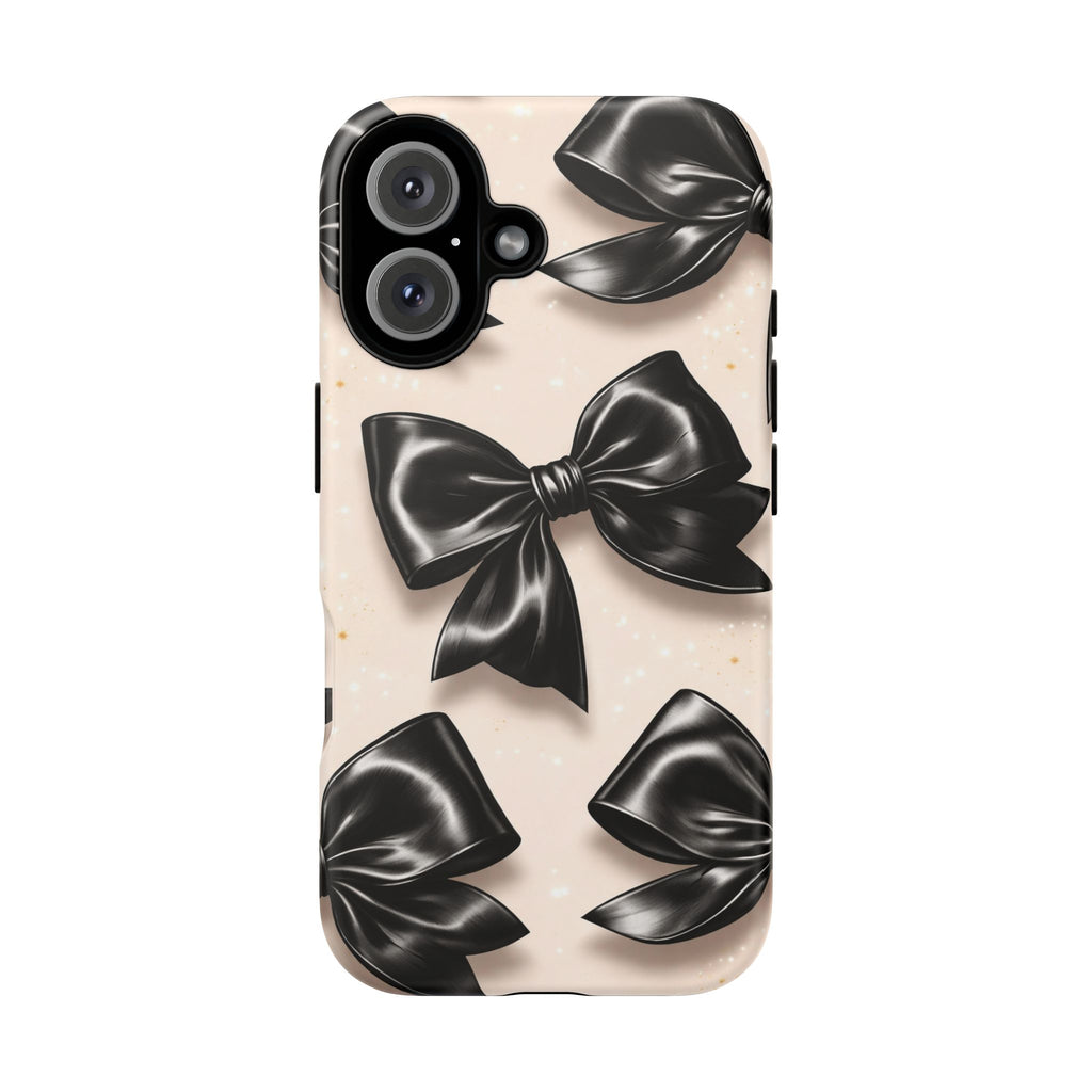 Black Bow Phone Case, Coquette Aesthetic iPhone & Samsung Case, Cute Girly Luxury Bow Cover, Feminine Minimalist Phone Case