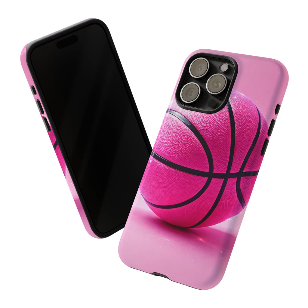 Pink Basketball Phone Case, Aesthetic Sports iPhone & Samsung Case, Cute Girly Athlete Case, Coquette Sport Phone Cover