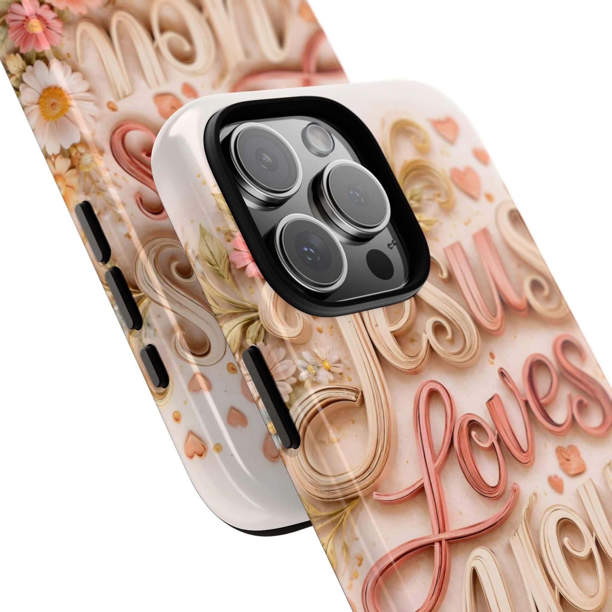 Phone Case — "Jesus Loves You" Floral Pastel Protective Cover