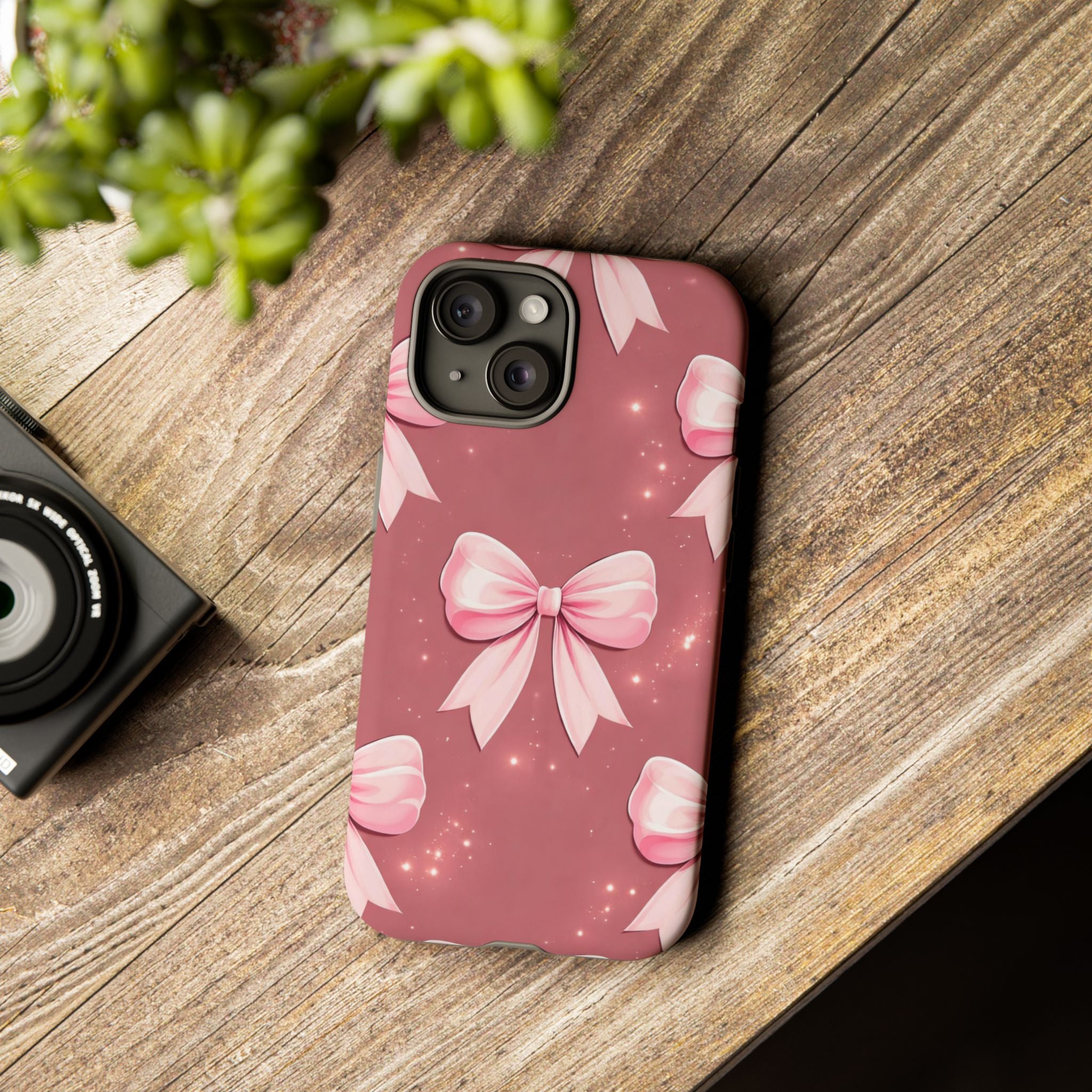 Pink Bow Phone Case, Coquette Aesthetic iPhone & Samsung Case, Cute Girly Pattern Case, Soft Girl Feminine Phone Cover