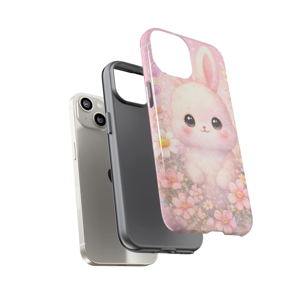 Kawaii Bunny Phone Case – Cute Pastel Bunny Floral Aesthetic iPhone Case, Adorable Kawaii Animal Phone Cover.