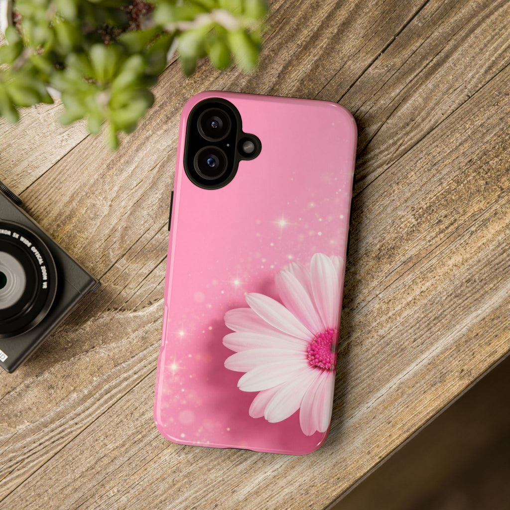 Pink Daisy Phone Case, Aesthetic Floral iPhone & Samsung Case, Cute Flower Phone Cover, Soft Girl Coquette Case, Feminine Pink Case