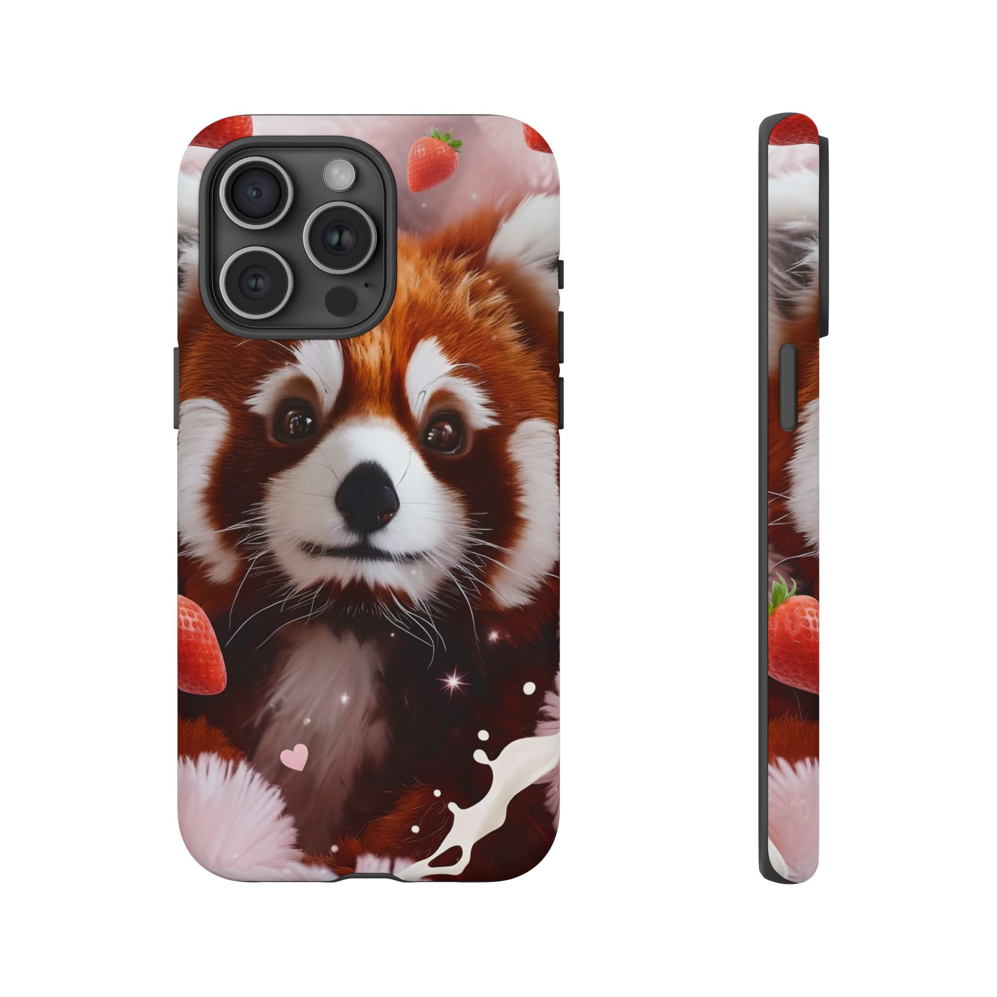 Red Panda with Strawberries Tough Phone Case — Cute Protective Phone Case