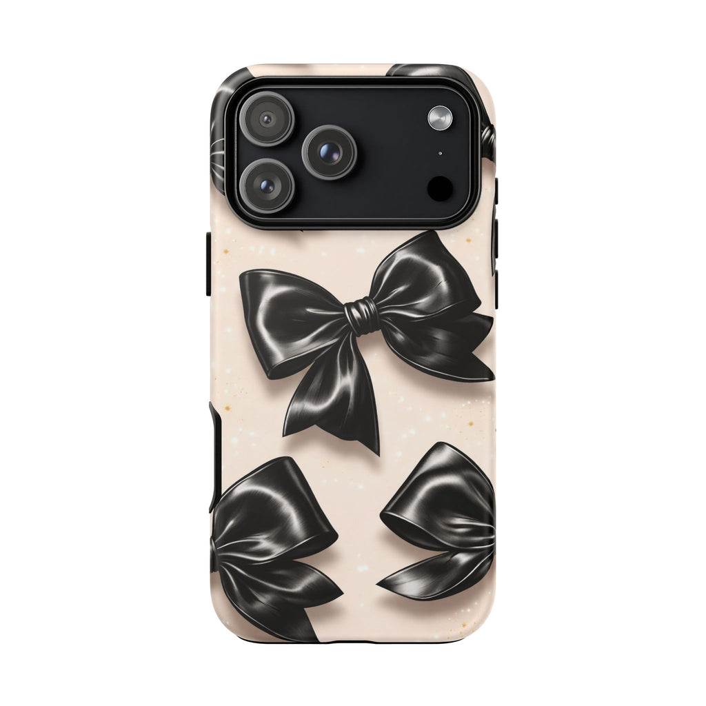 Black Bow Phone Case, Coquette Aesthetic iPhone & Samsung Case, Cute Girly Luxury Bow Cover, Feminine Minimalist Phone Case