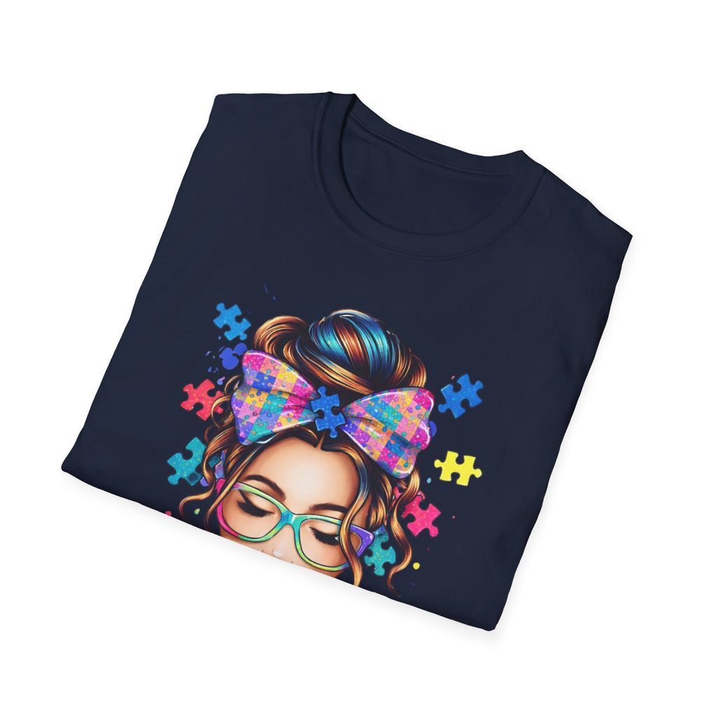 Autism Mom T-Shirt — Colorful Puzzle Heart Design for Proud Moms