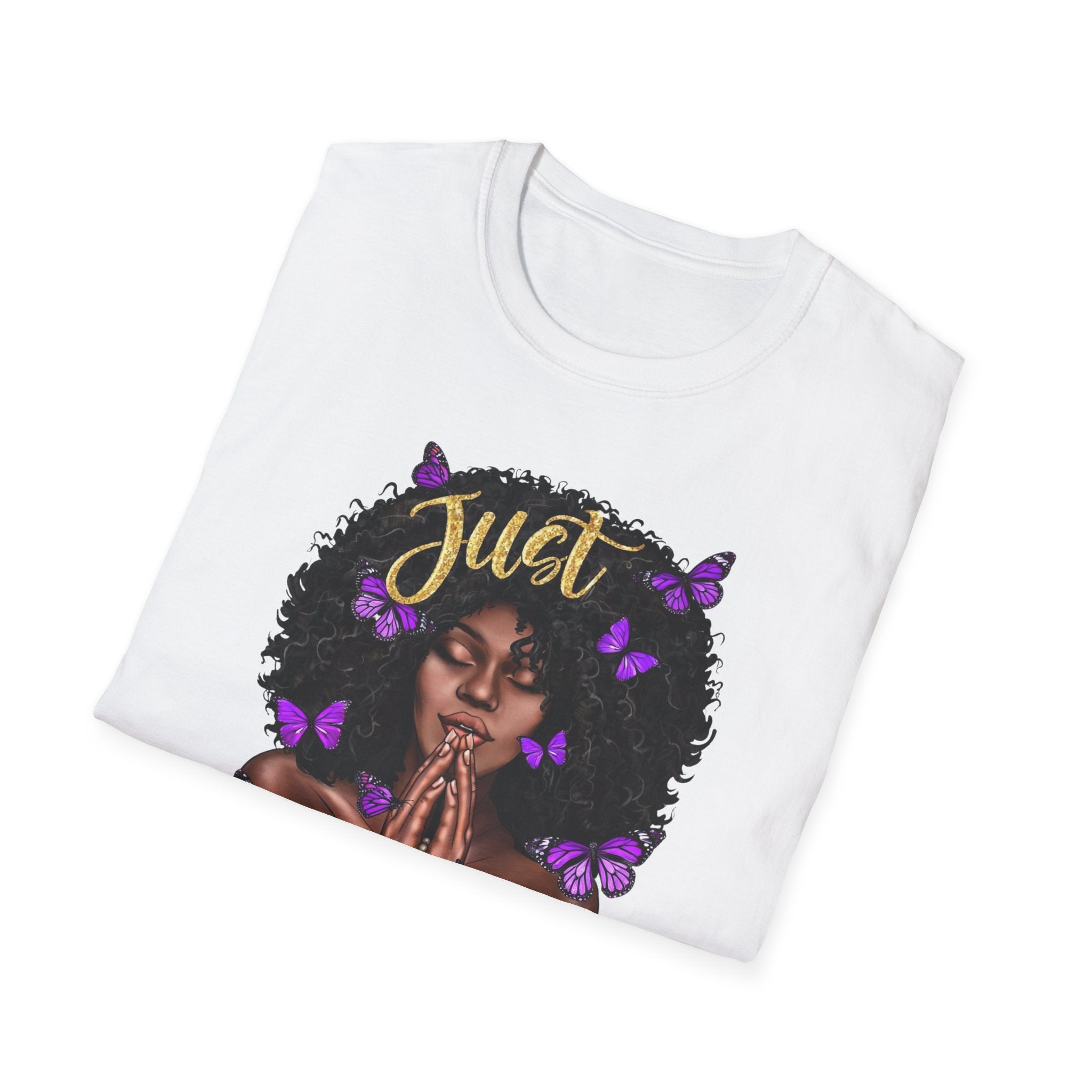 Redeemed Christian Afro Woman T-Shirt – Faith-Based Butterfly Design, Inspirational Black Woman Graphic Tee, Spiritual Gift for Women