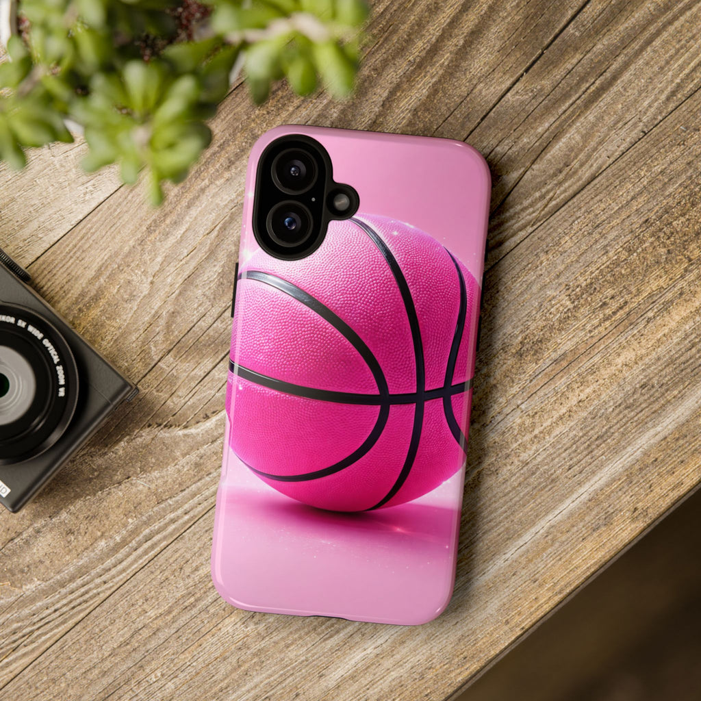 Pink Basketball Phone Case, Aesthetic Sports iPhone & Samsung Case, Cute Girly Athlete Case, Coquette Sport Phone Cover