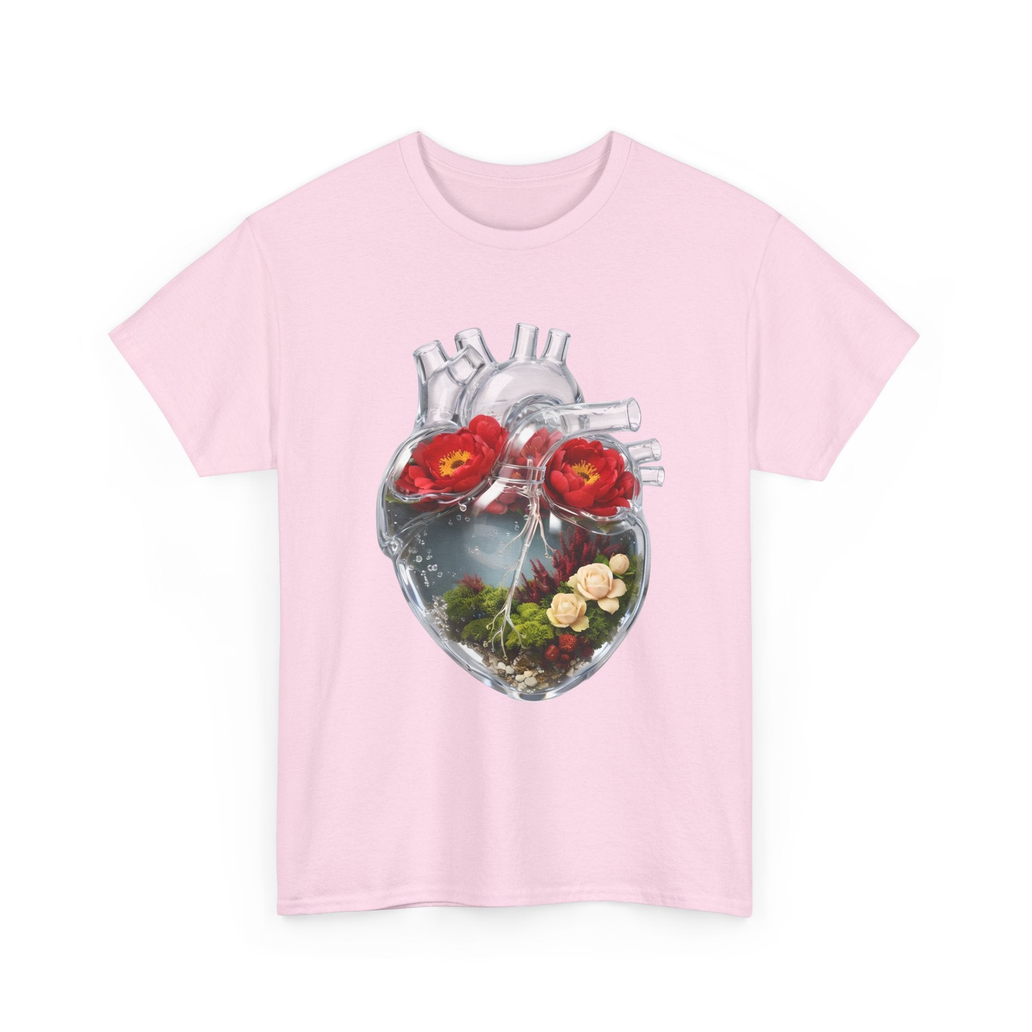 Floral Anatomical Heart T-Shirt — Botanical Heart Illustration Tee
