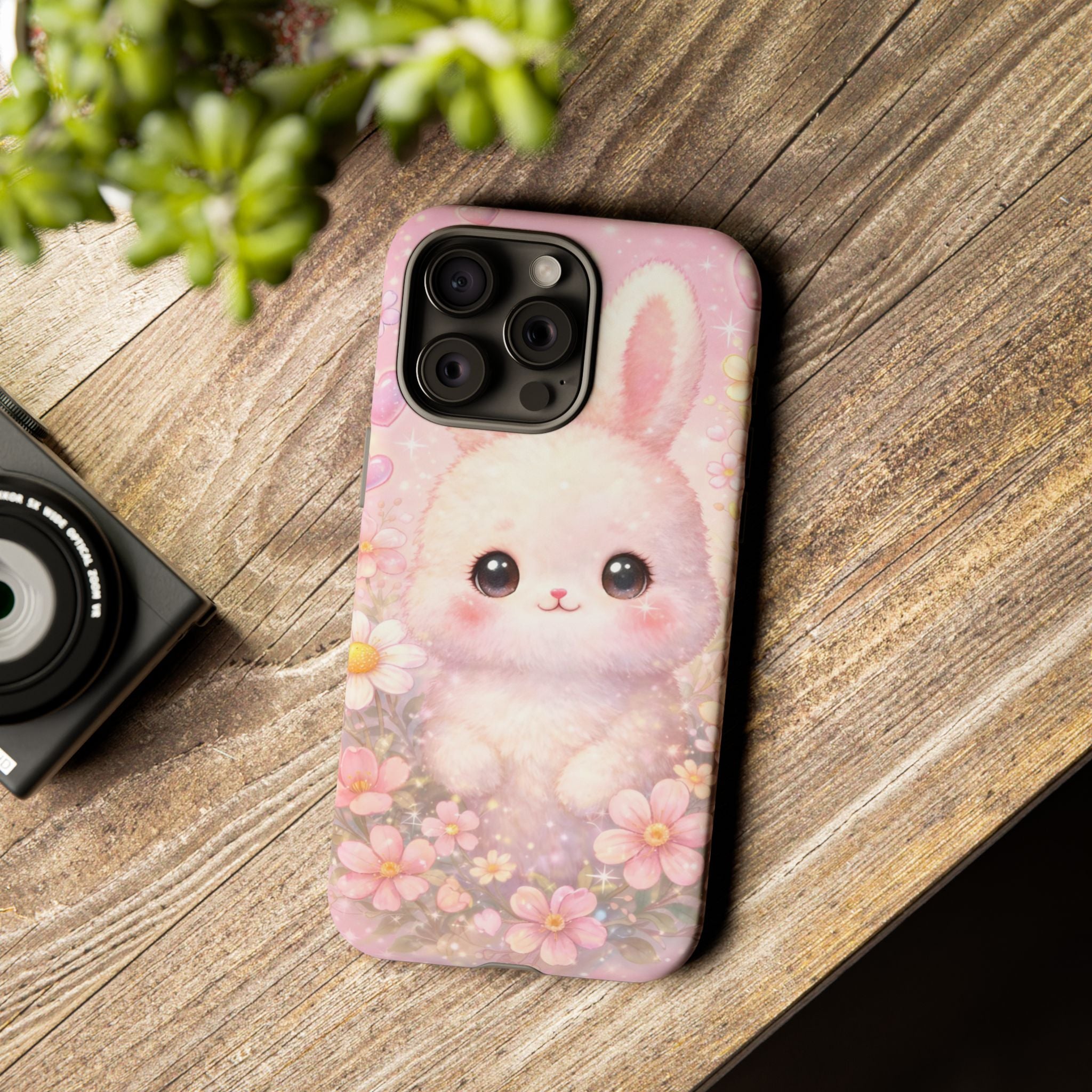 Kawaii Bunny Phone Case – Cute Pastel Bunny Floral Aesthetic iPhone Case, Adorable Kawaii Animal Phone Cover.