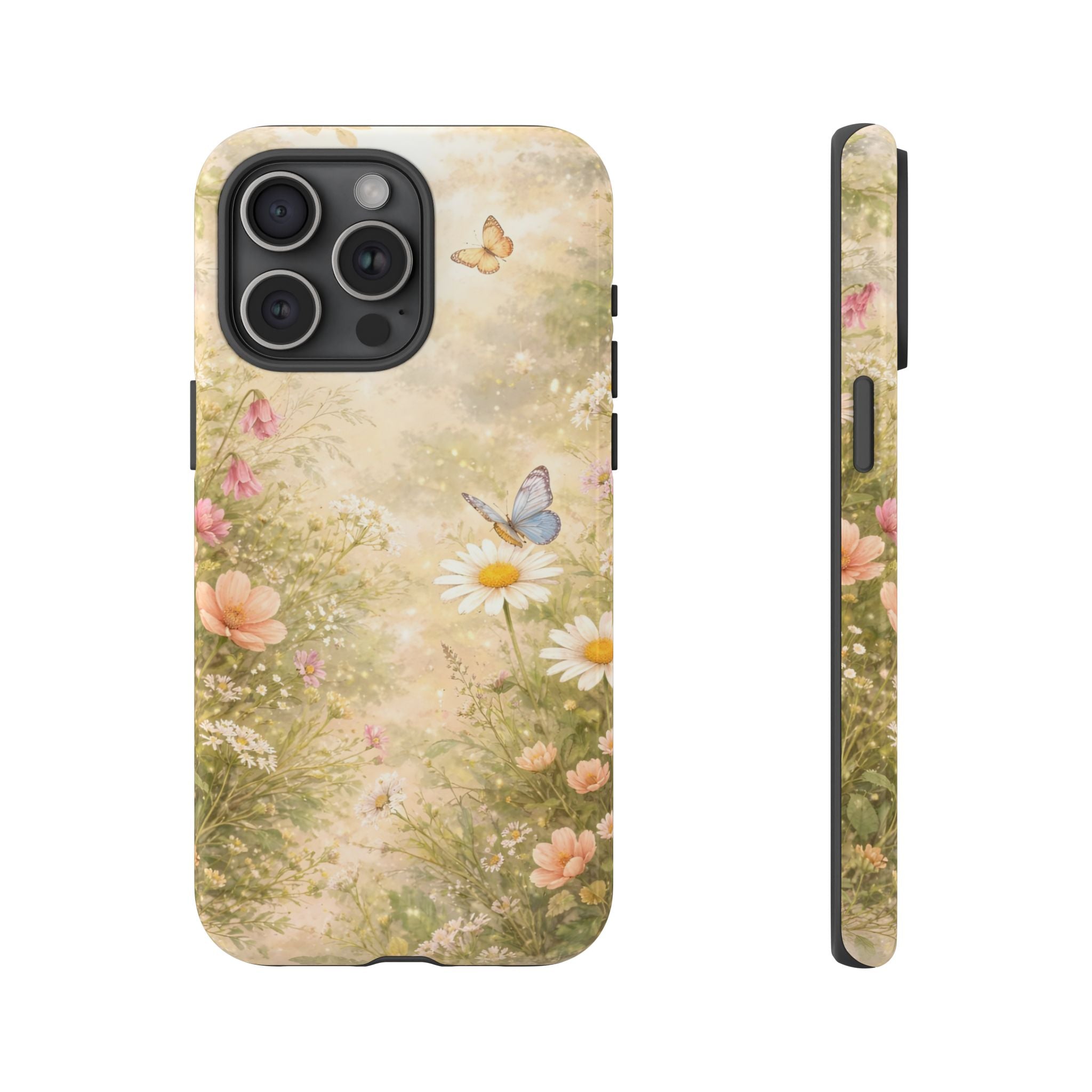 Cottagecore Wildflower Butterfly Phone Case – Vintage Floral Nature Aesthetic iPhone Case, Dreamy Woodland Flower Phone Cover