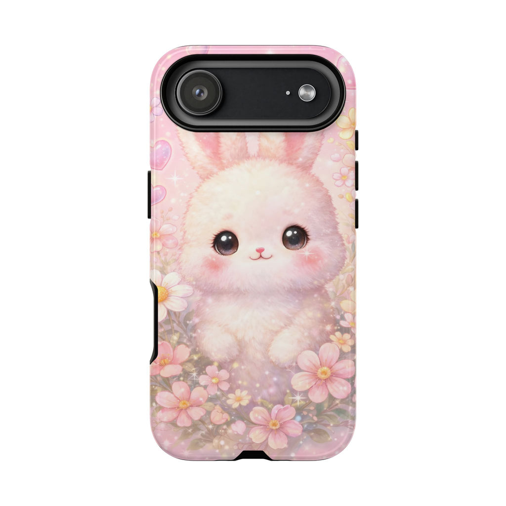 Kawaii Bunny Phone Case – Cute Pastel Bunny Floral Aesthetic iPhone Case, Adorable Kawaii Animal Phone Cover.
